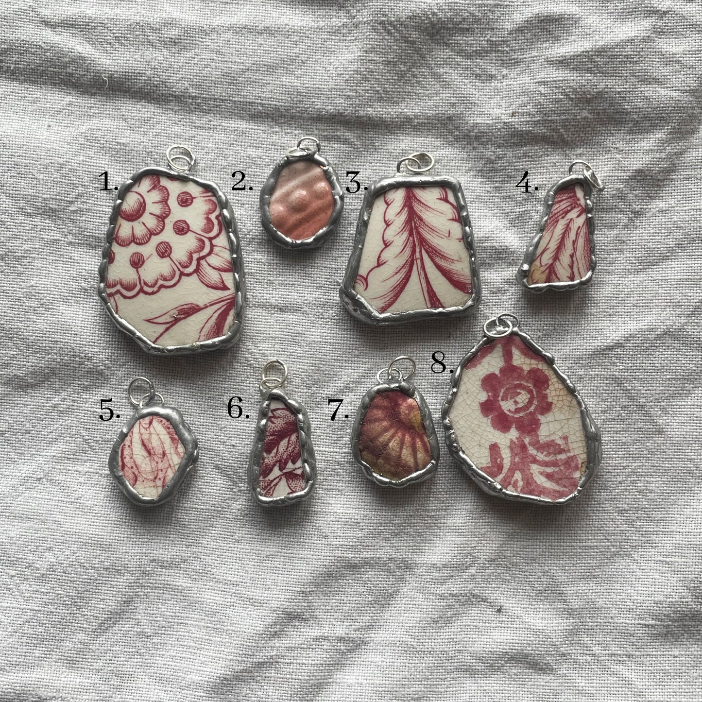 Sea pottery and silver pendant