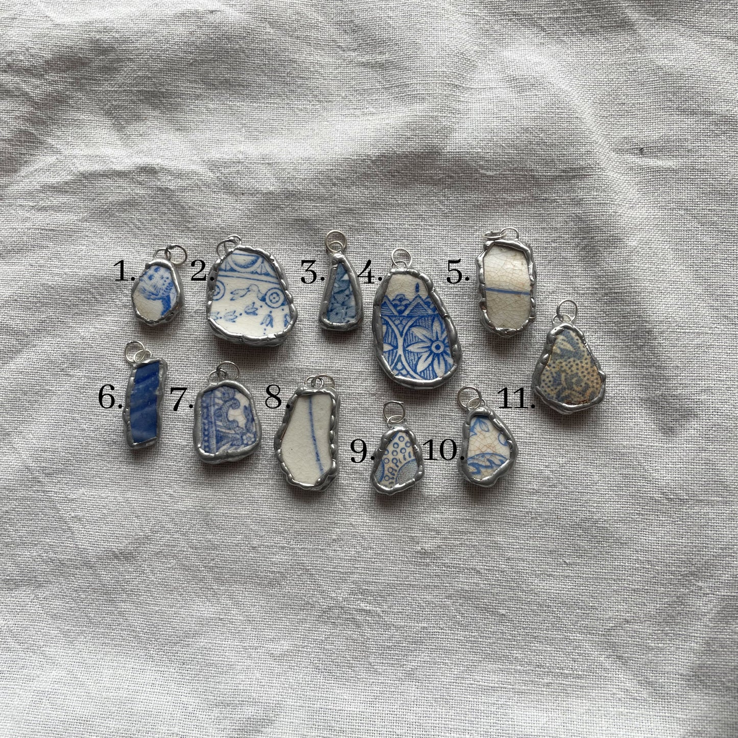 Sea pottery and silver pendant