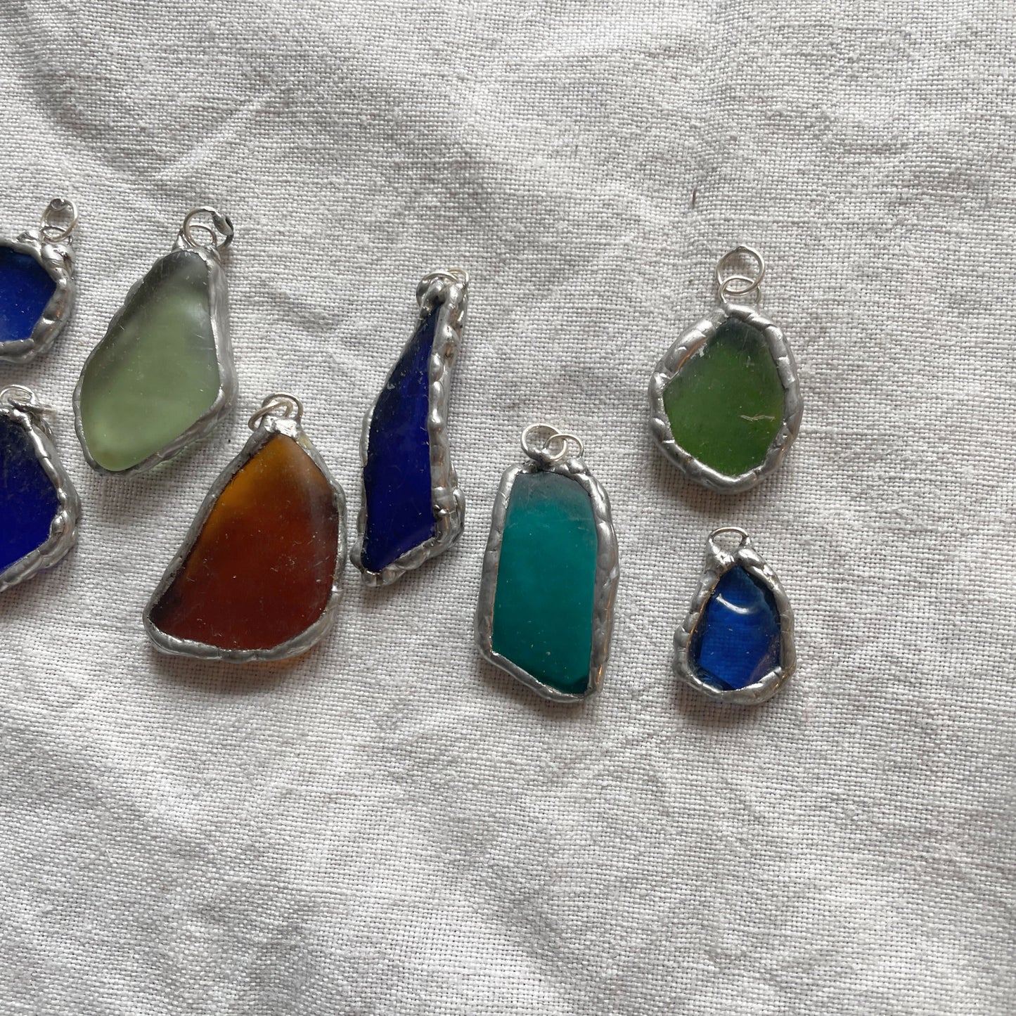 Sea glass and silver pendant
