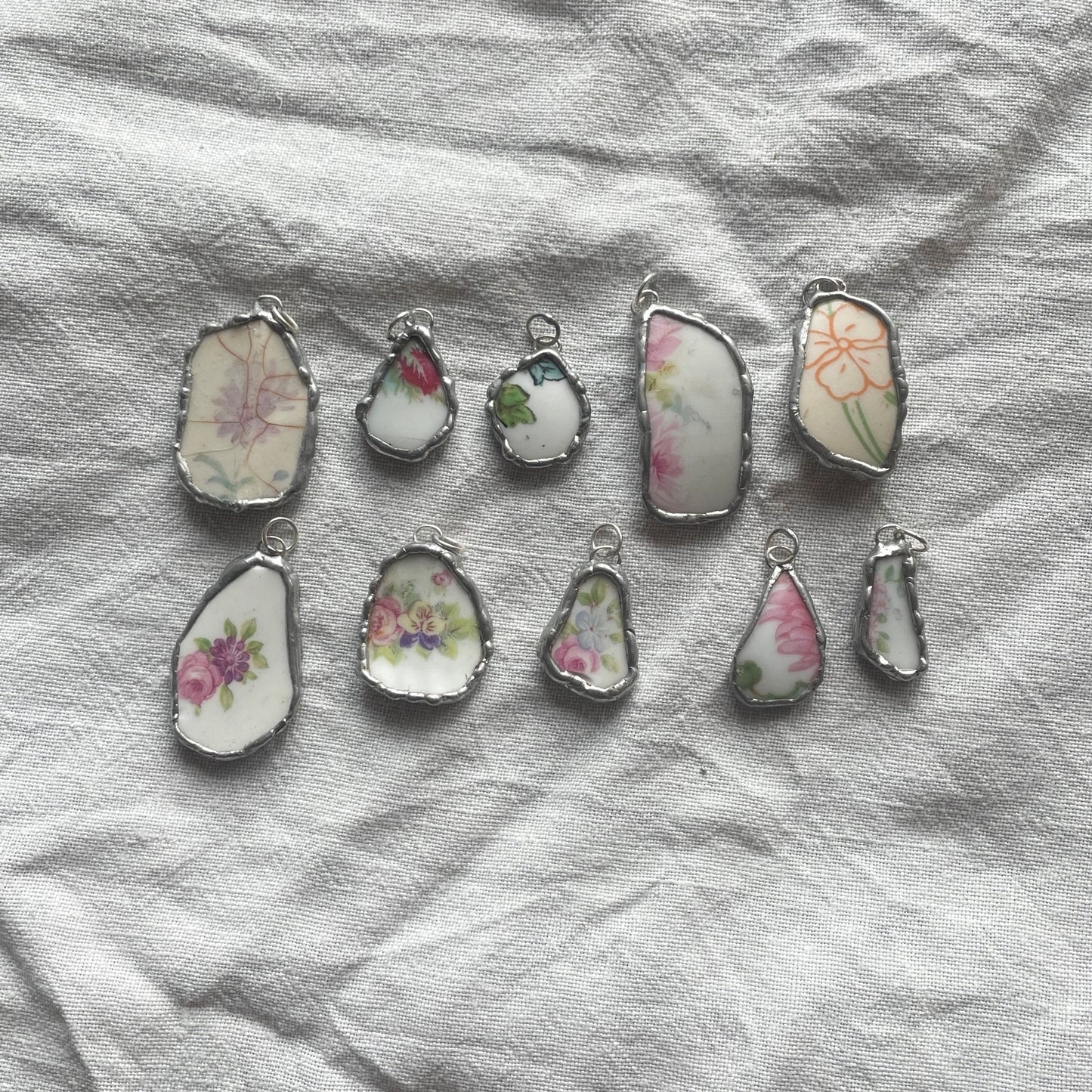 Sea pottery and silver pendant