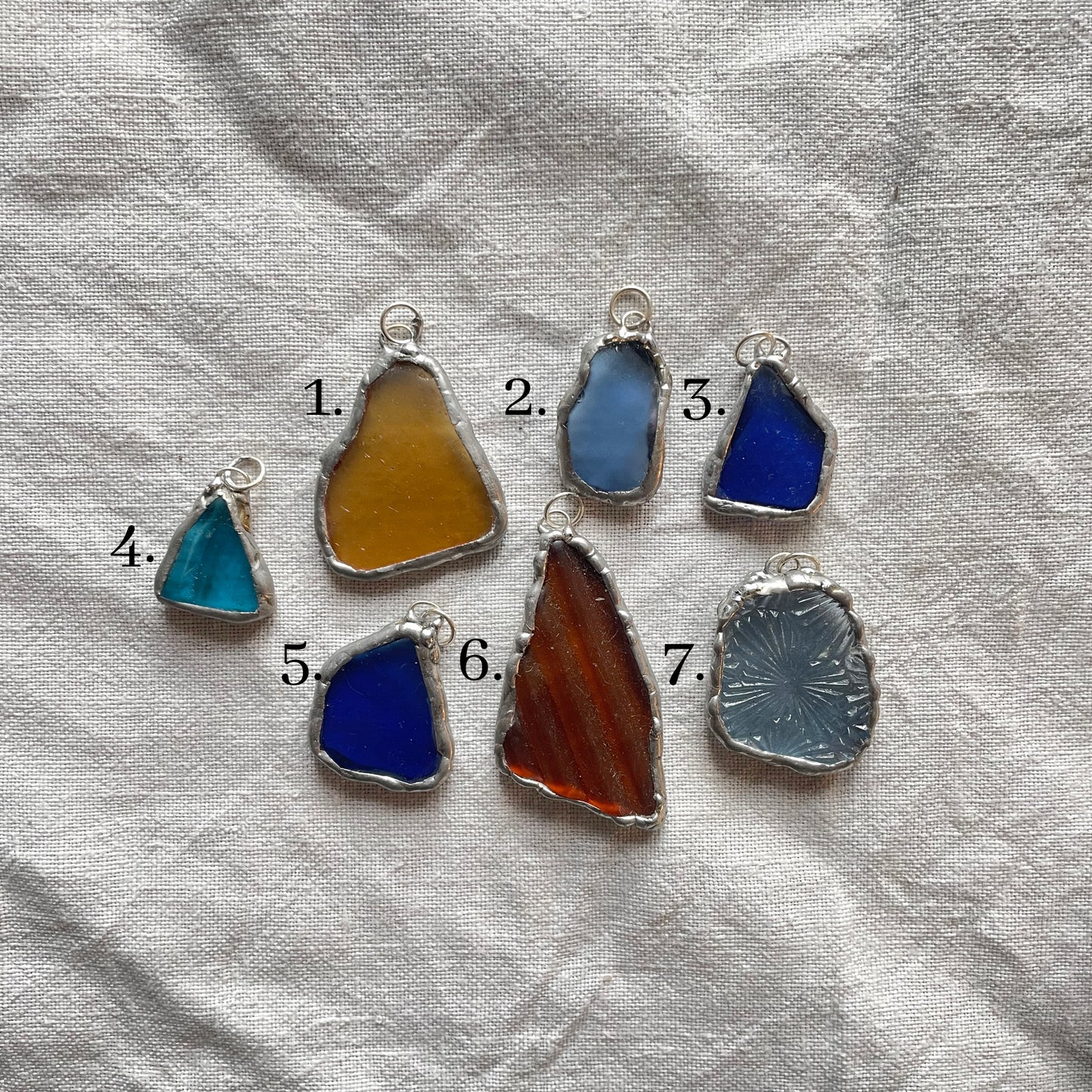 Sea glass and silver pendant