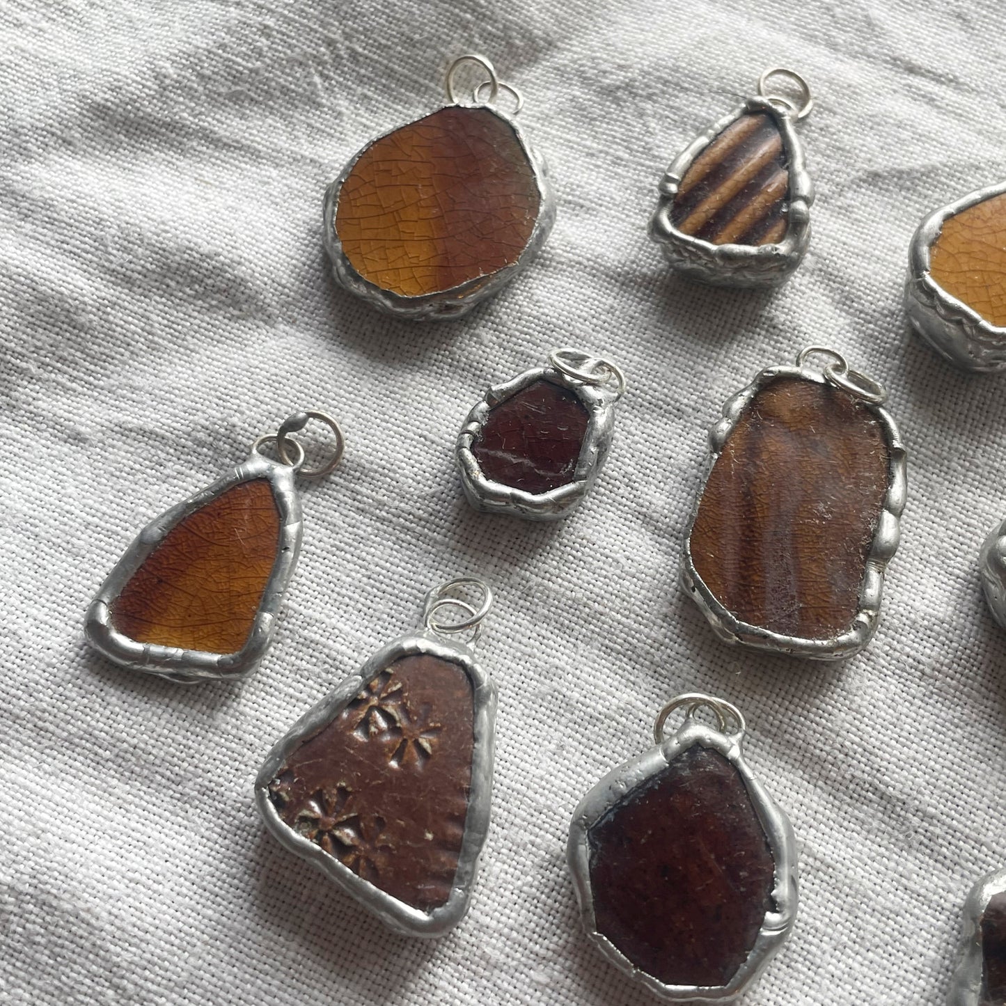 Sea pottery and silver pendant