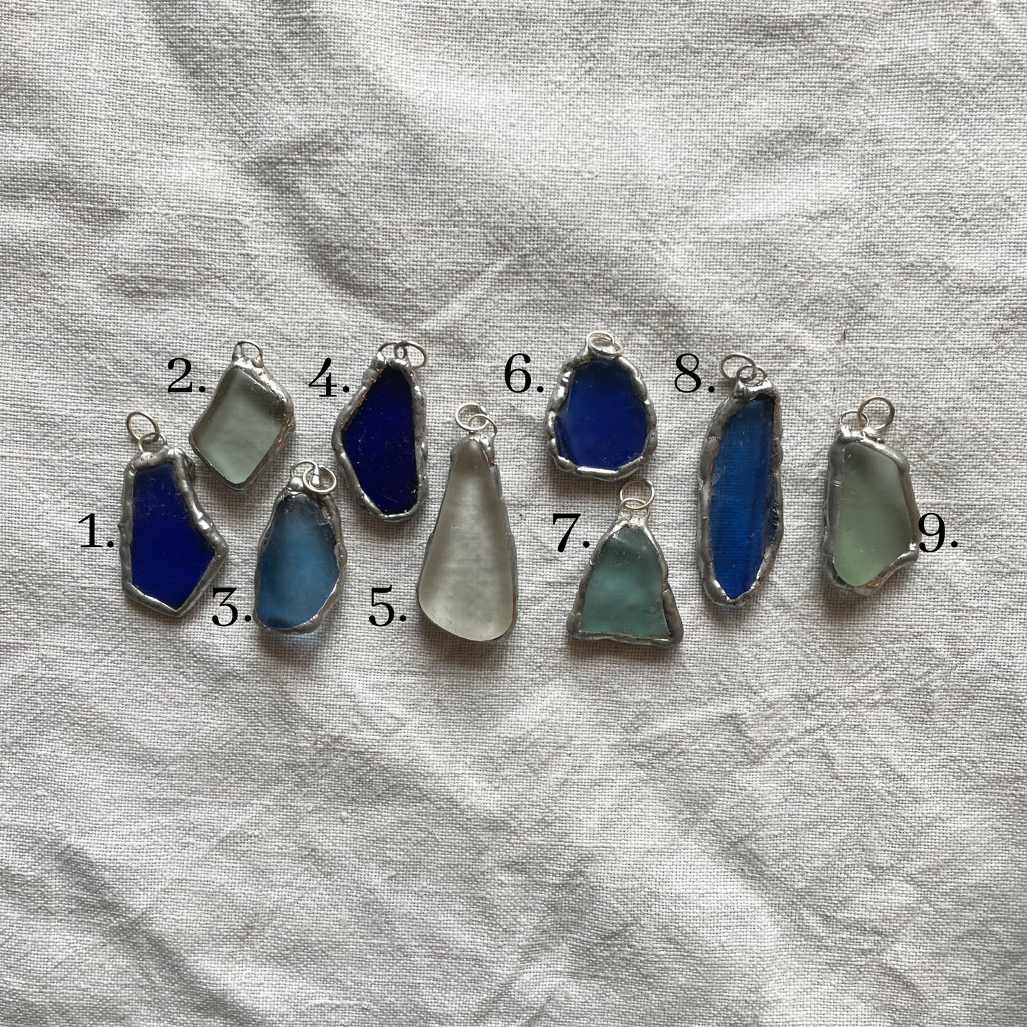 Sea glass and silver pendant