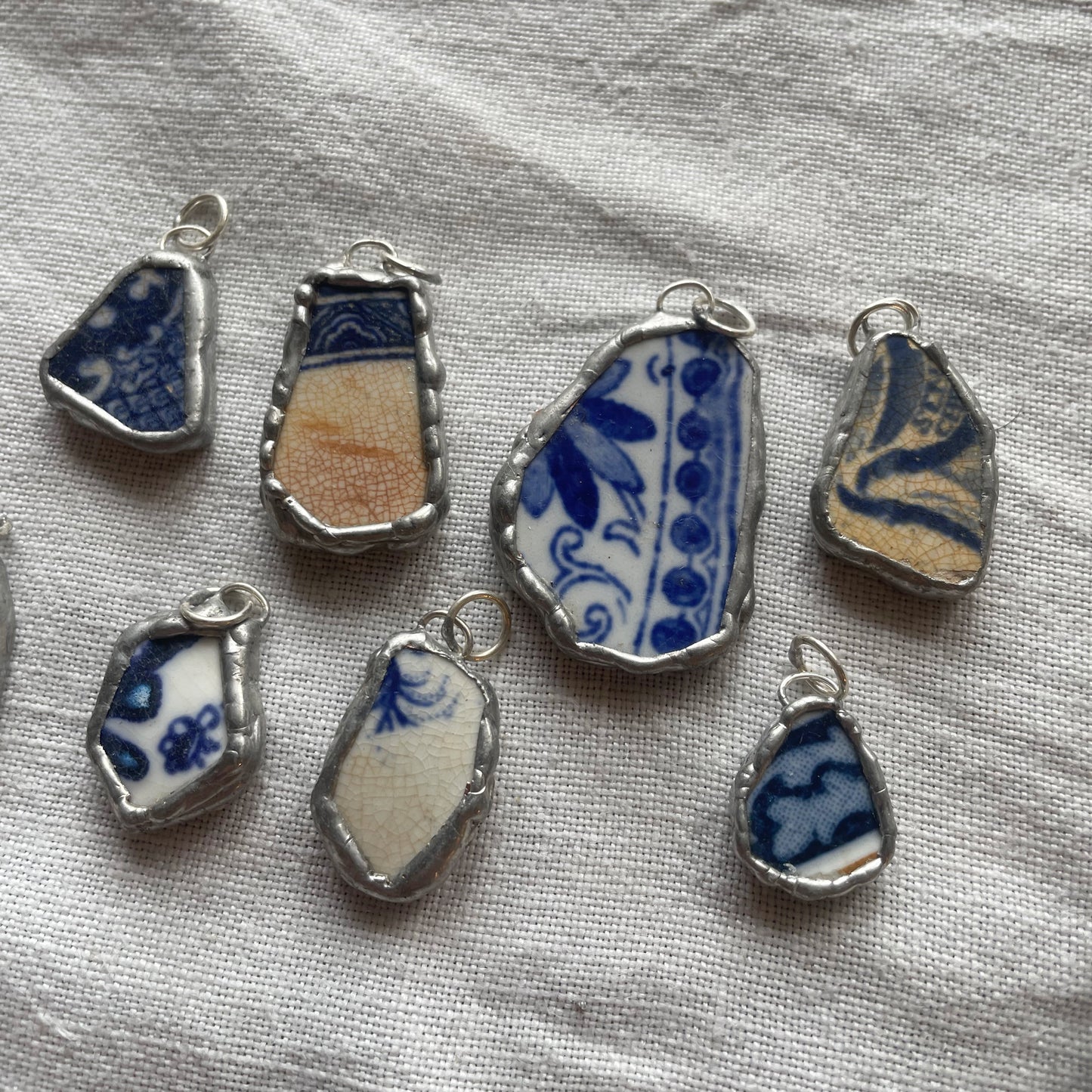 Sea pottery and silver pendant