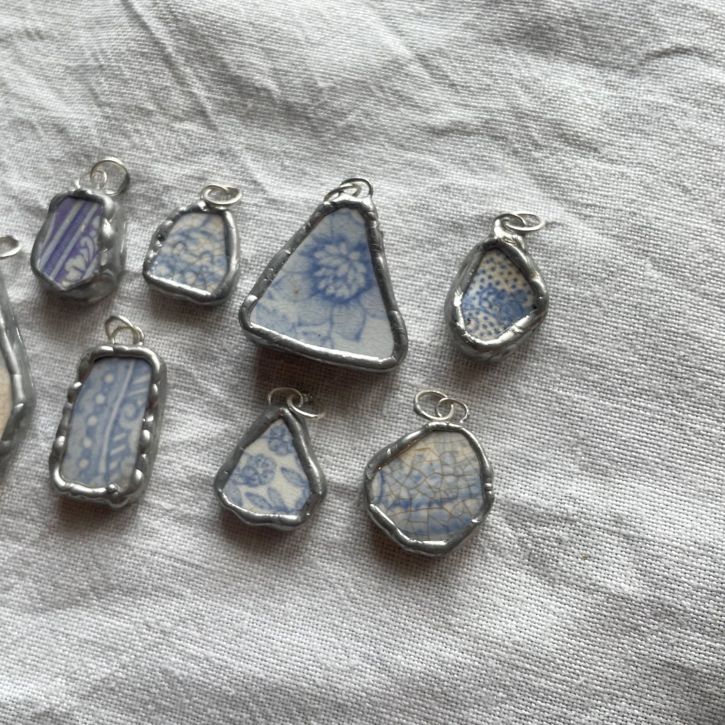 Sea pottery and silver pendant