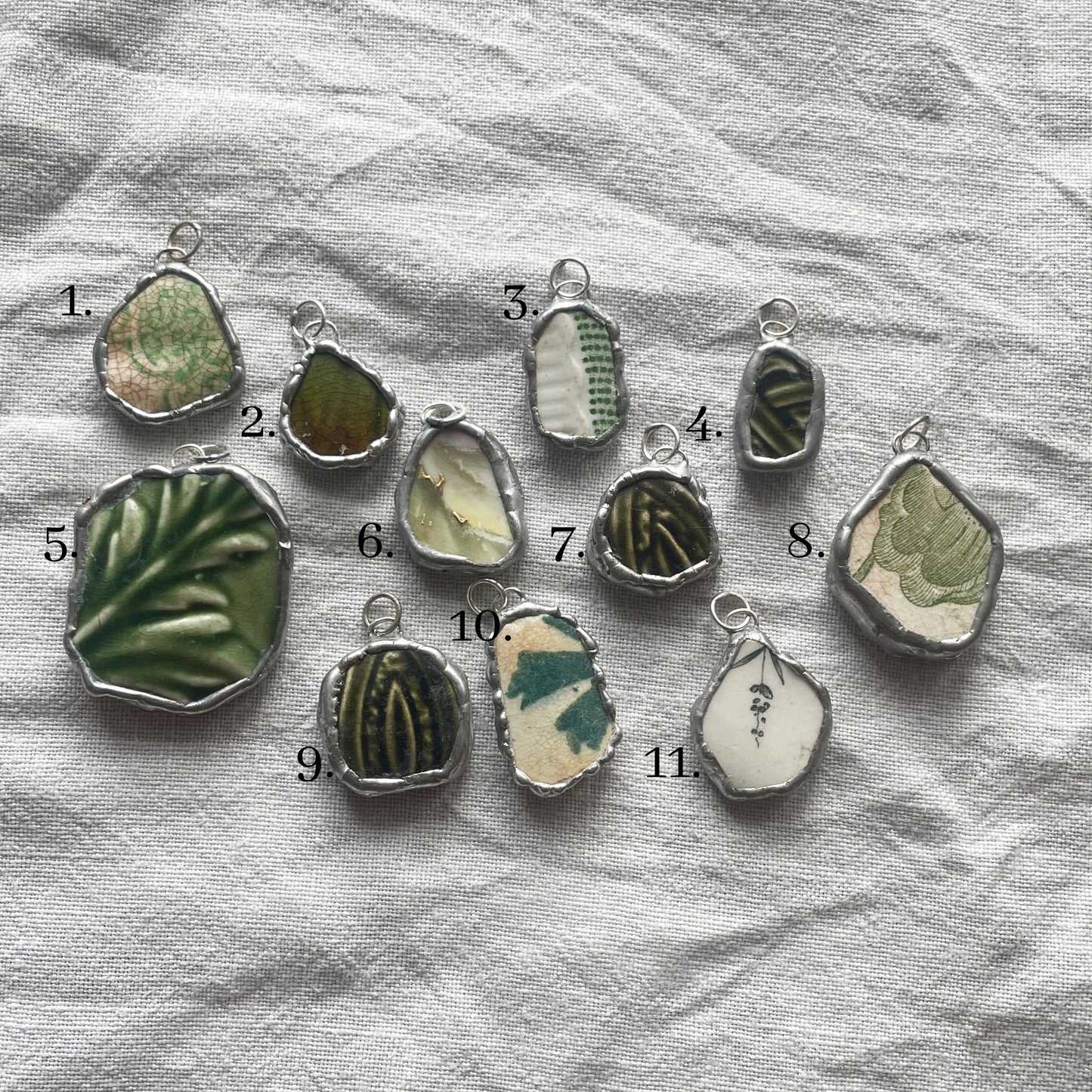 Sea pottery and silver pendant