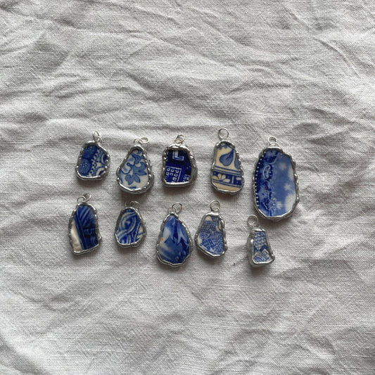 Sea pottery and silver pendant