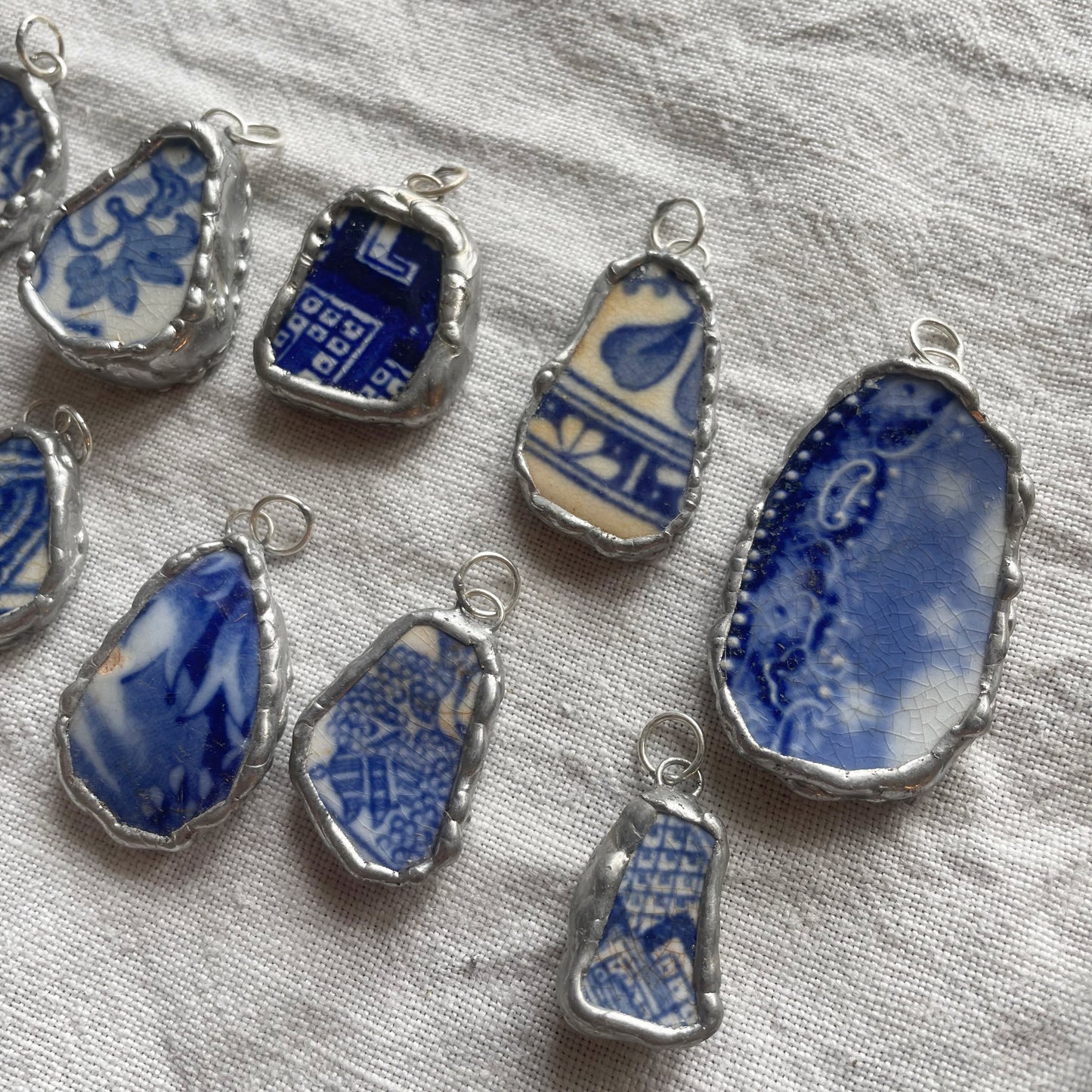 Sea pottery and silver pendant