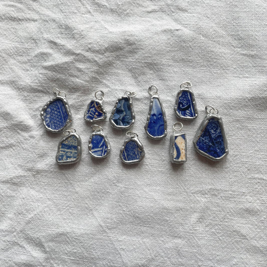 Sea pottery and silver pendant