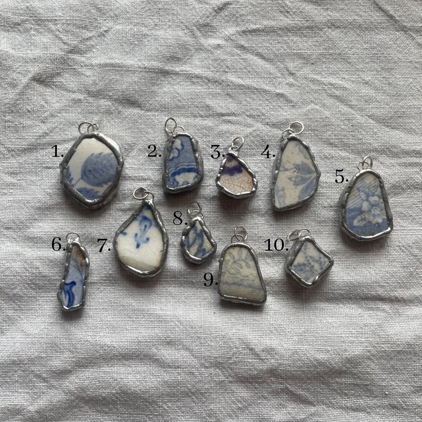 Sea pottery and silver pendant