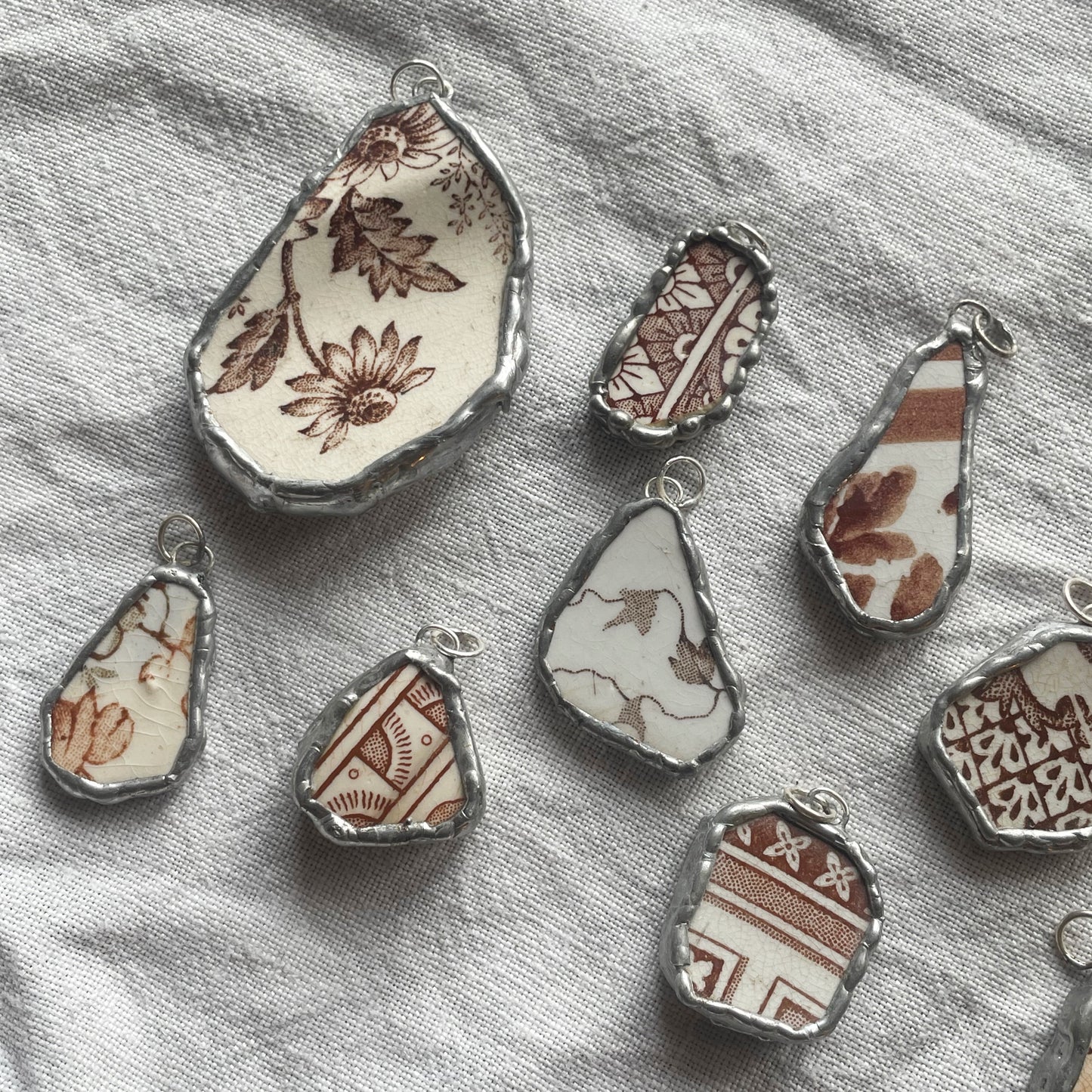 Sea pottery and silver pendant