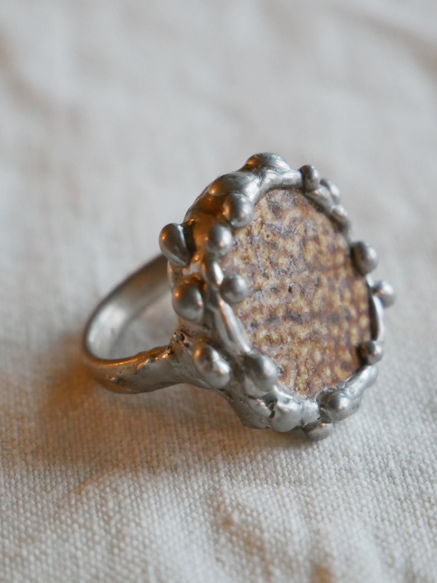 Pottery Shard Ring With Sterling Silver Band Size N