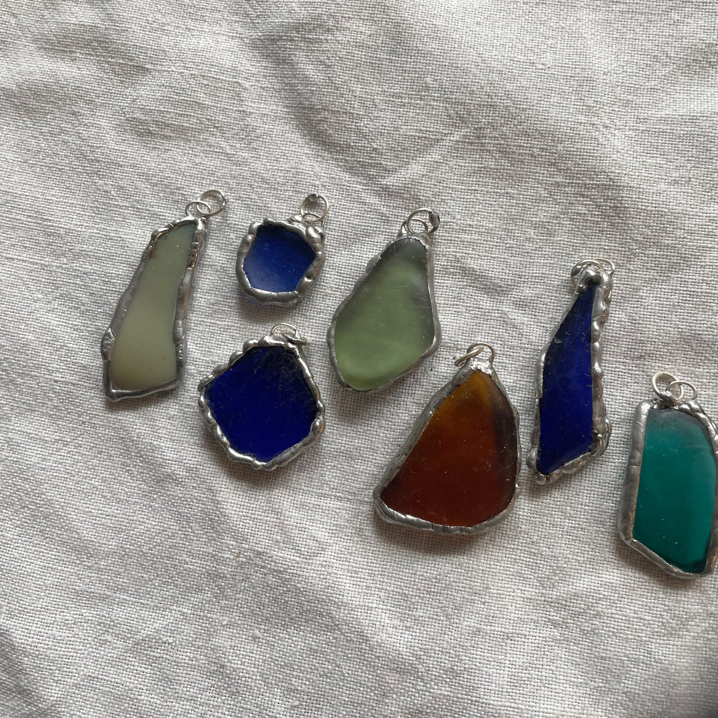 Sea glass and silver pendant