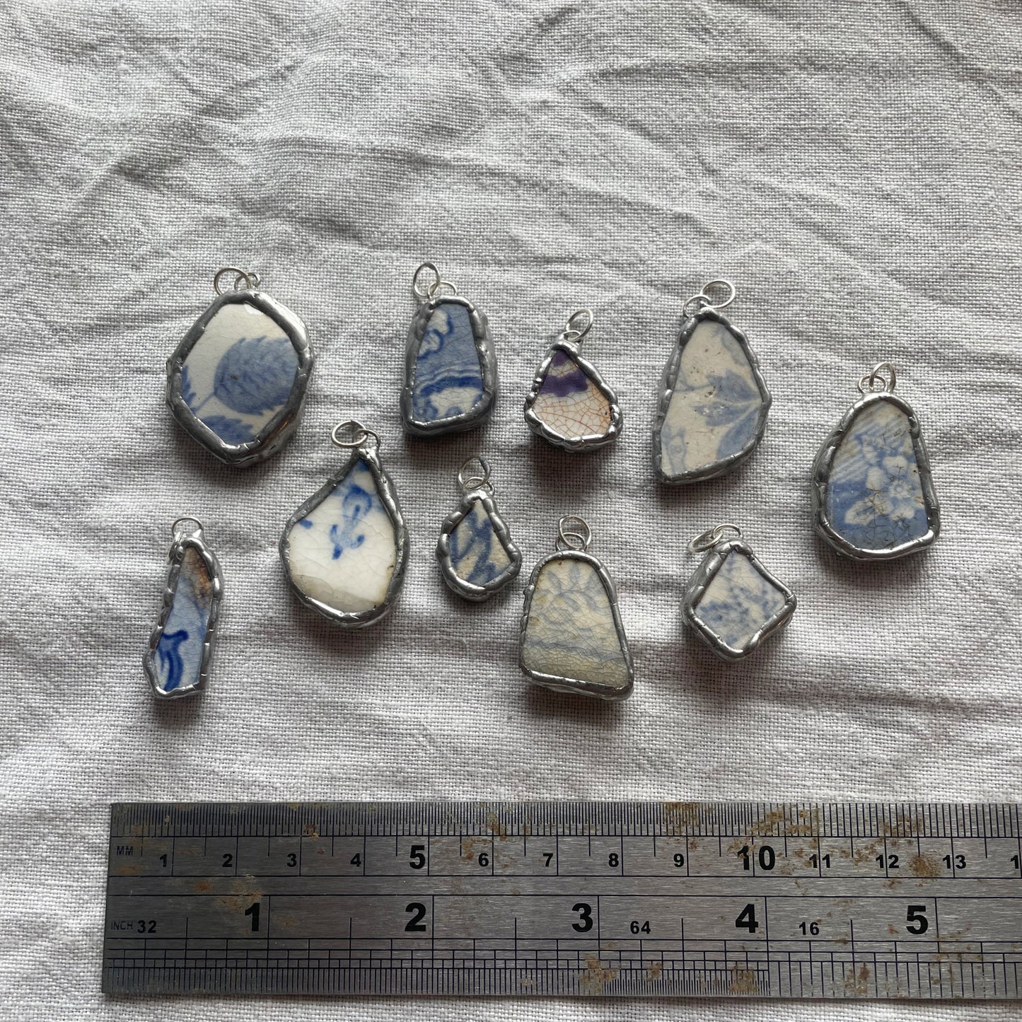 Sea pottery and silver pendant
