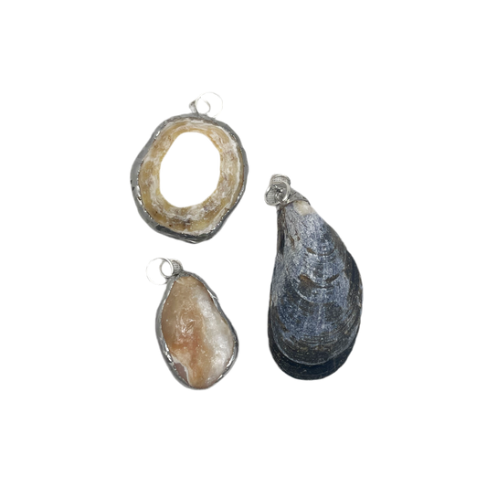 Shell and silver pendant