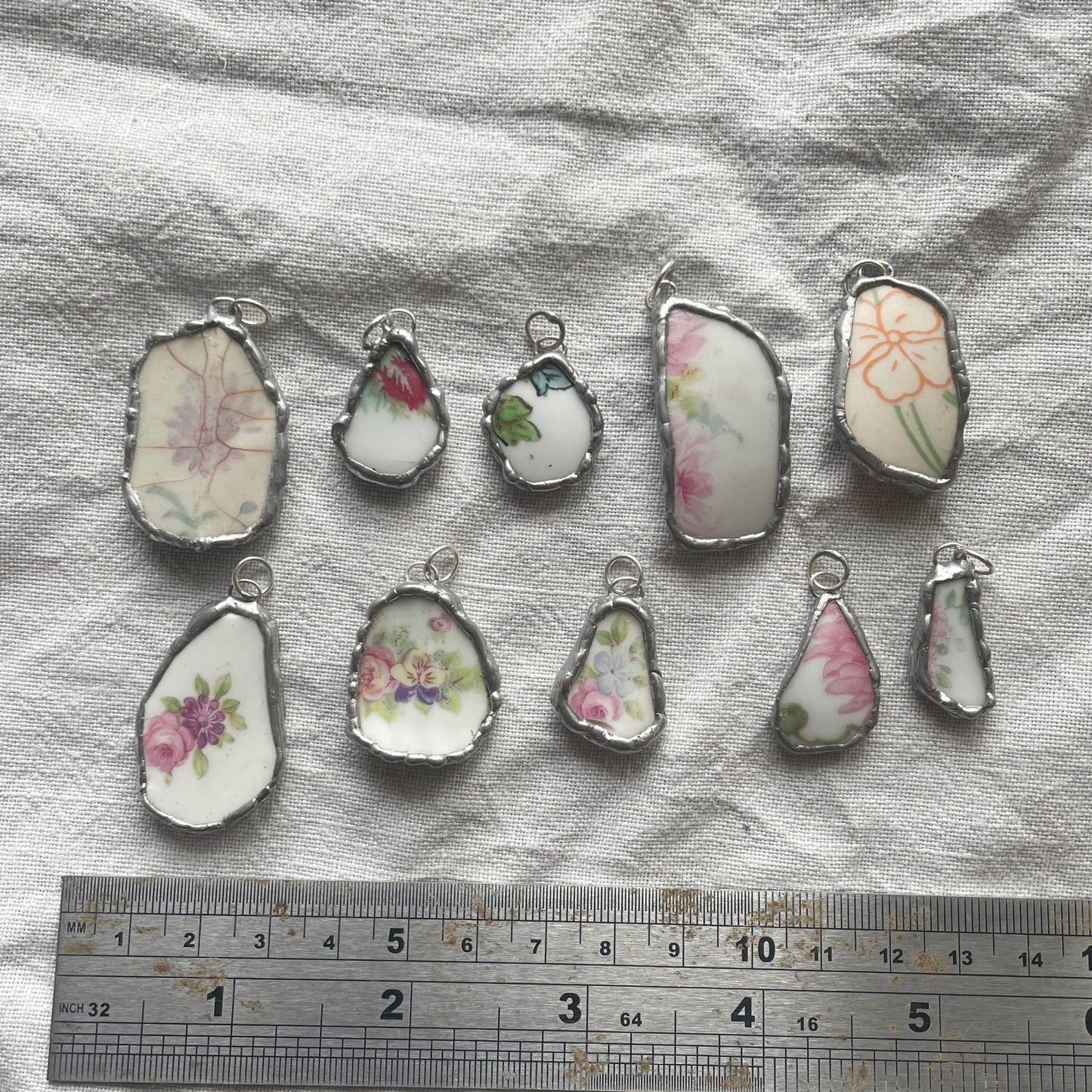 Sea pottery and silver pendant