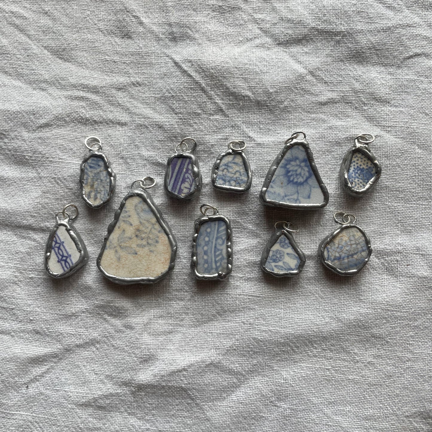 Sea pottery and silver pendant