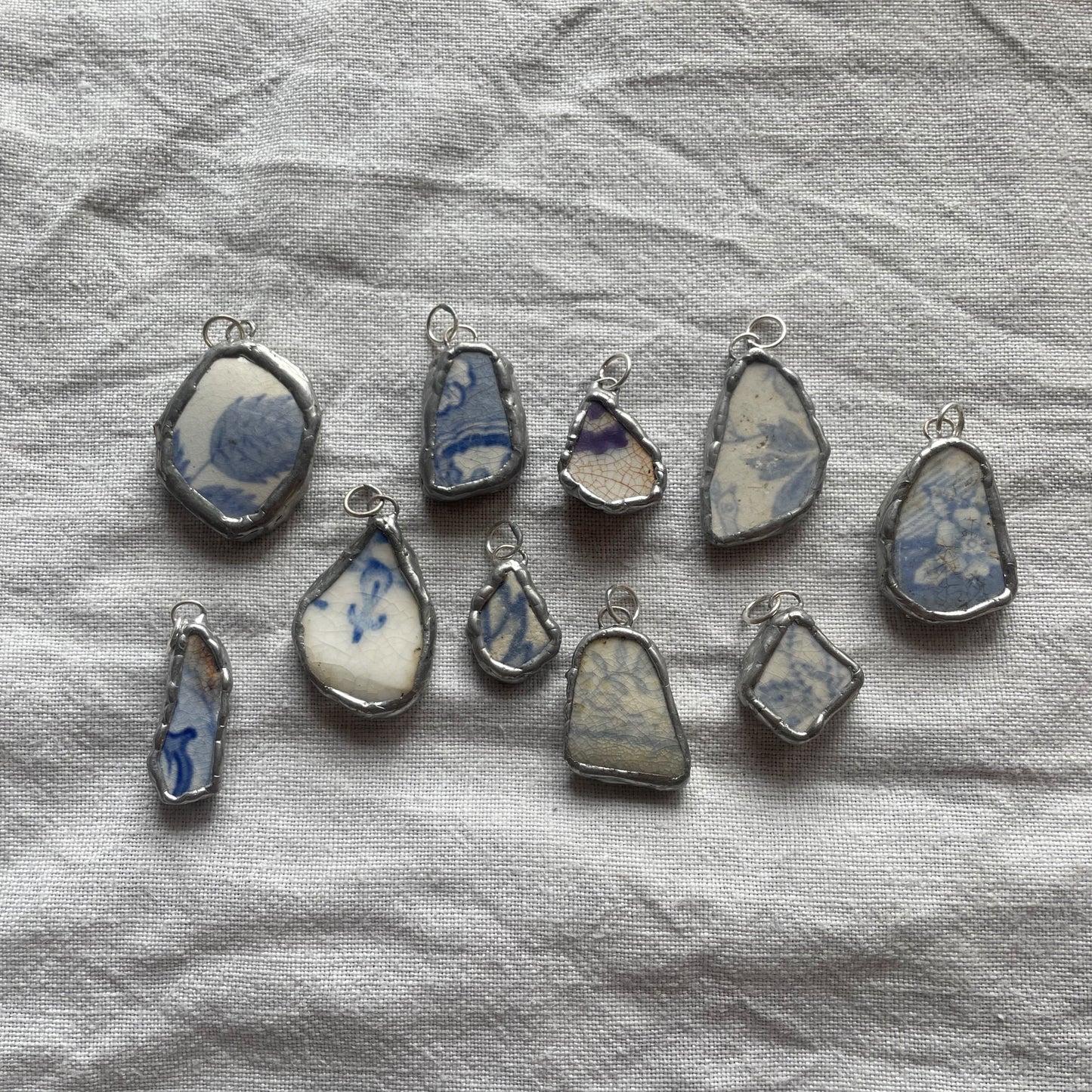 Sea pottery and silver pendant