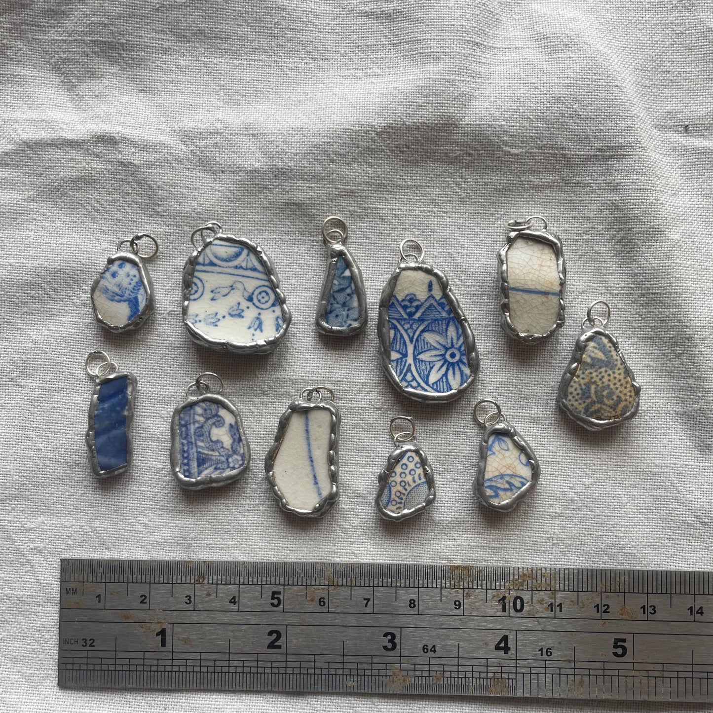 Sea pottery and silver pendant