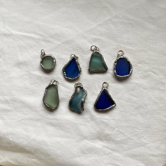 Blue Sea Glass Pendant, A Fragment of the Ocean from Old Portsmouth