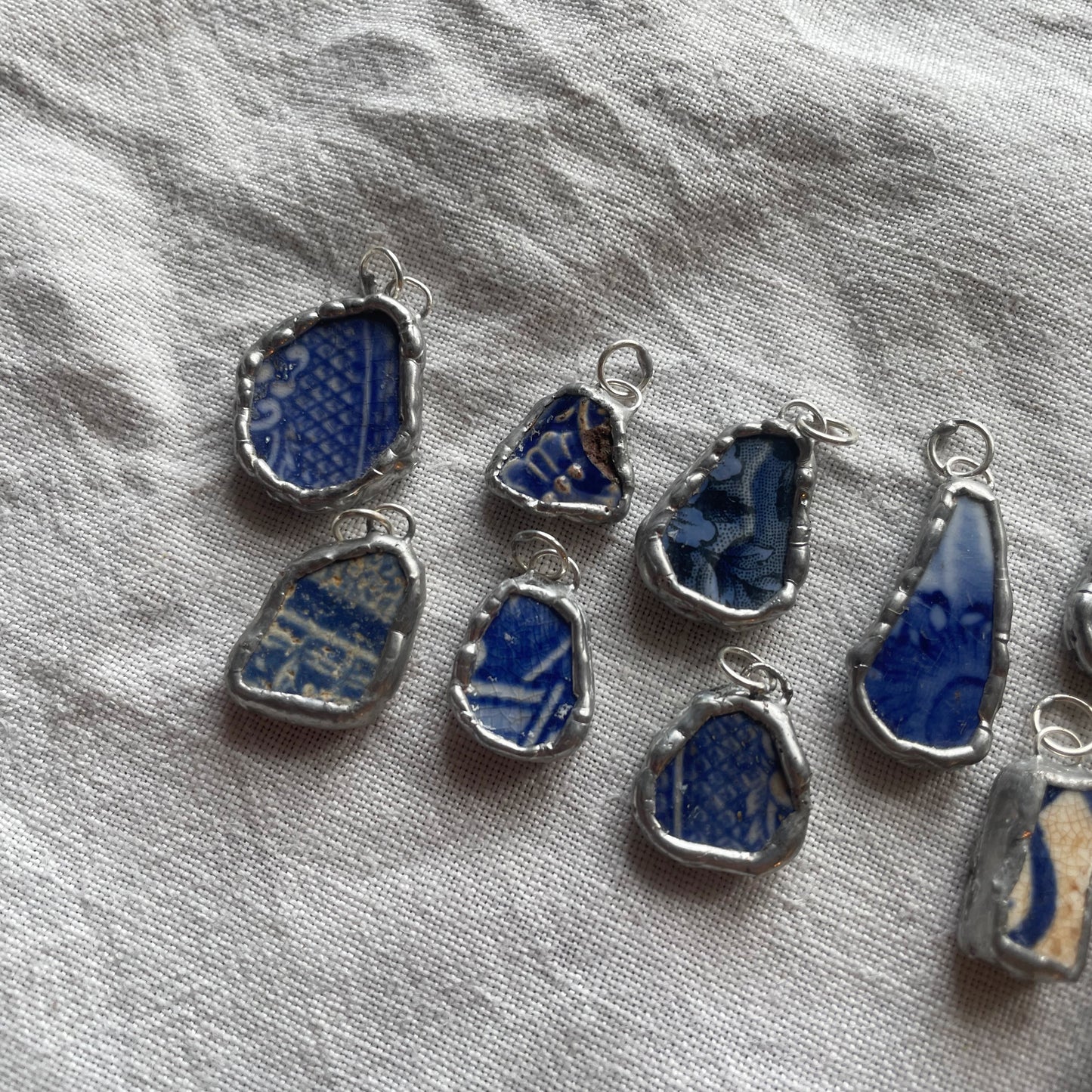Sea pottery and silver pendant