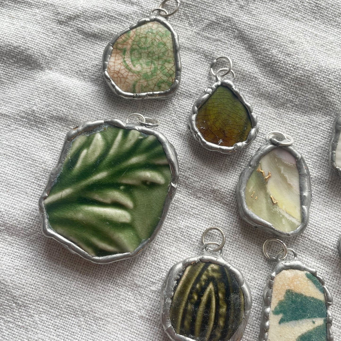 Sea pottery and silver pendant