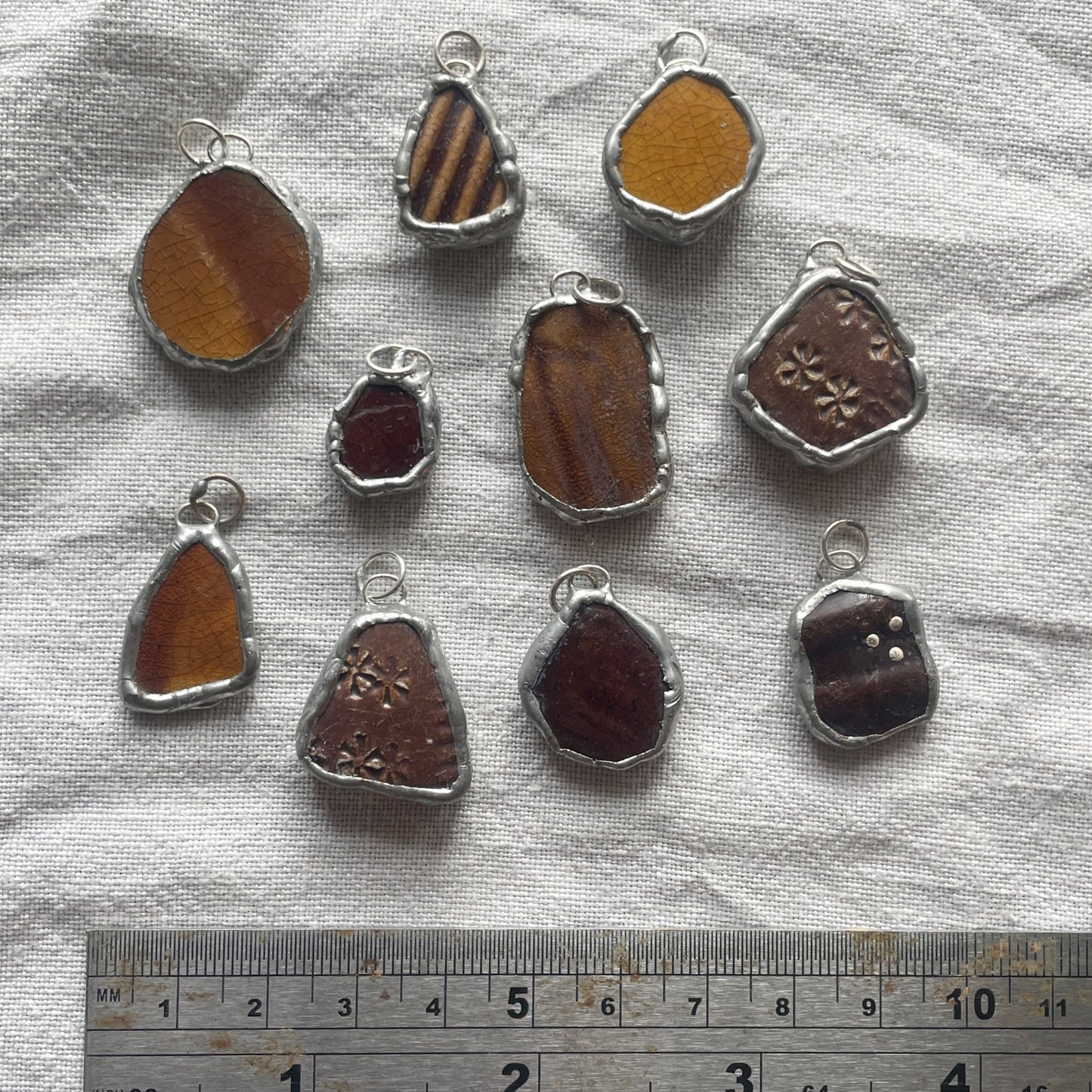 Sea pottery and silver pendant