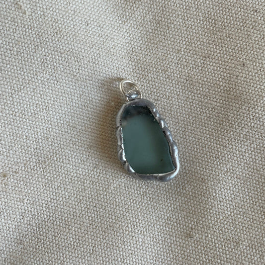 Blue Sea Glass Pendant, A Fragment of the Ocean from Old Portsmouth