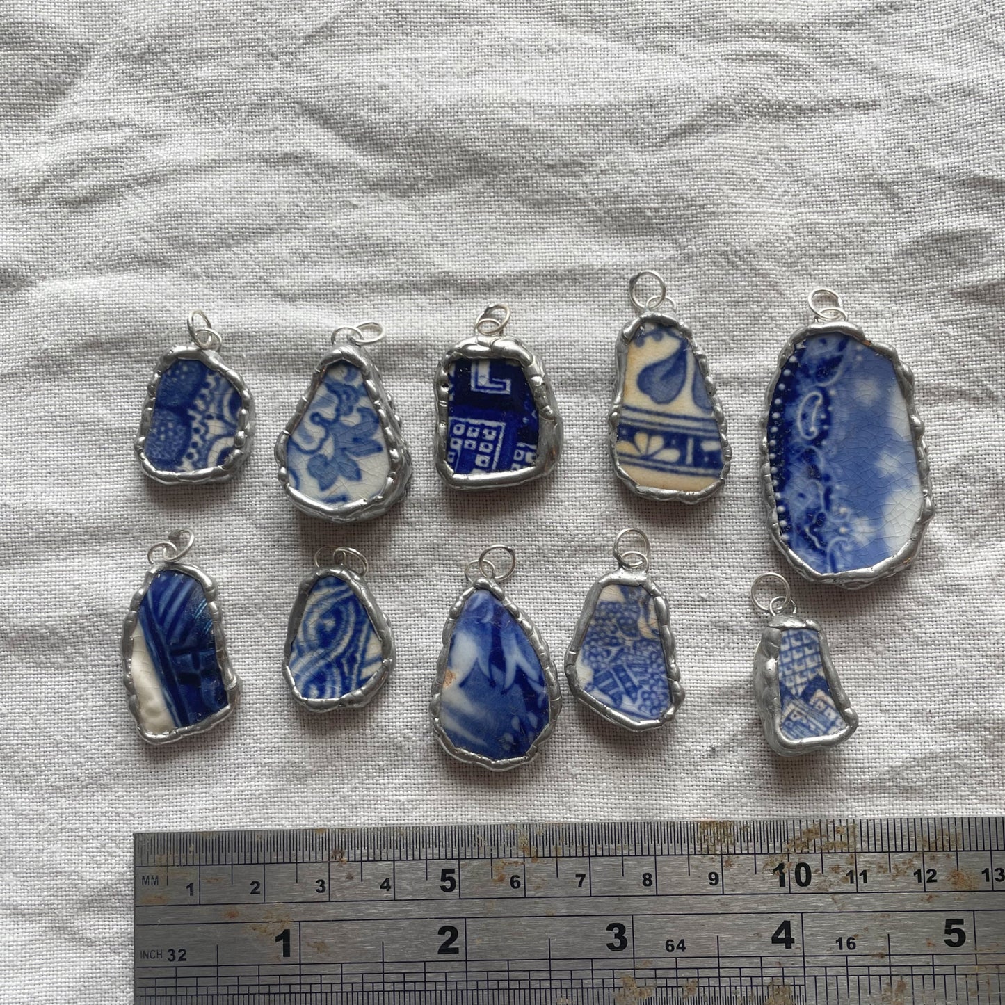 Sea pottery and silver pendant
