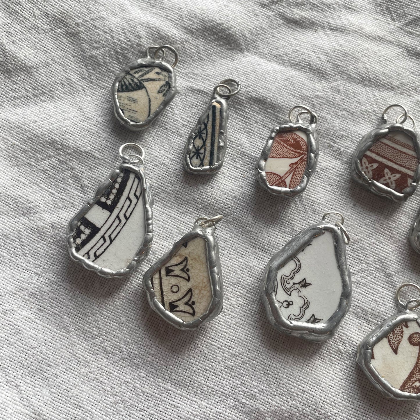 Sea pottery and silver pendant